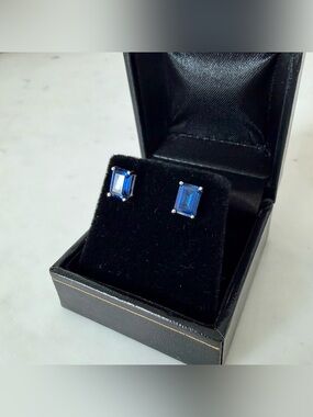 Lab sapphire earrings - like new!